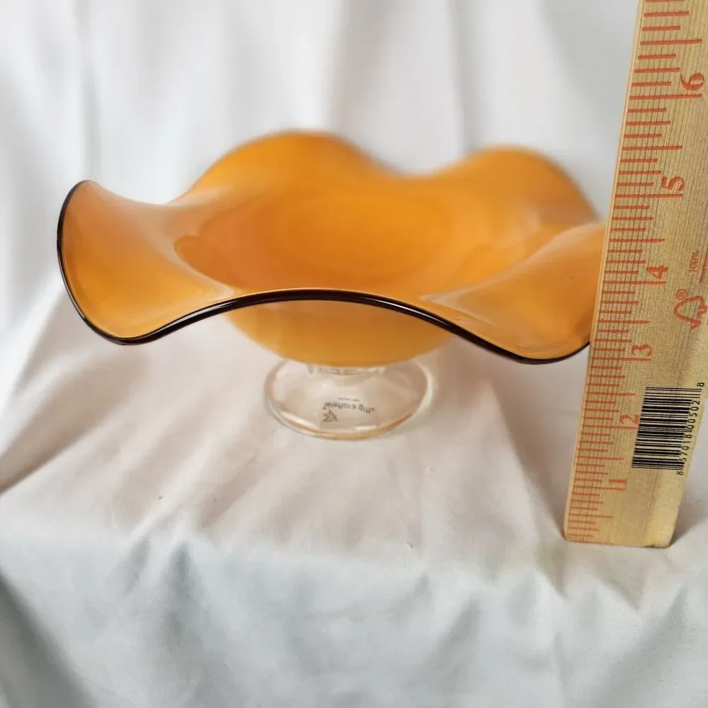 Charming Vintage Telaflora Orange Murano Glass Candy Dish‎ 1960s